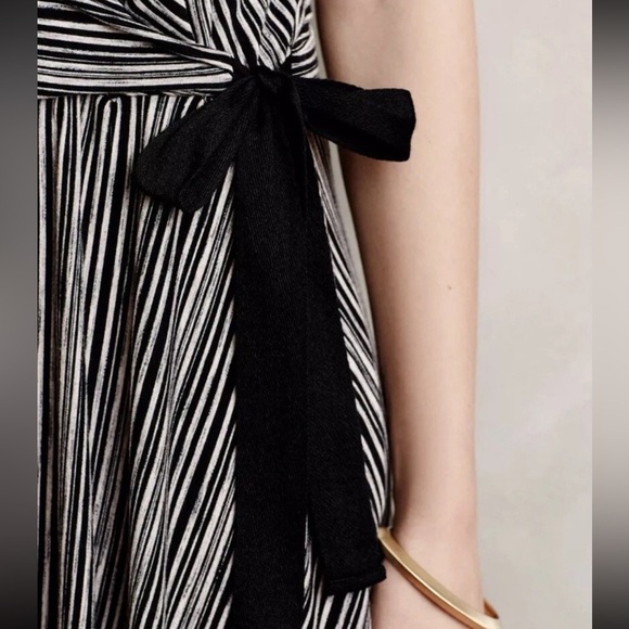 Ricki’s Black White Striped Midi Dress M Asymmetrical Hem Tie Waist Sleeveless - Picture 4 of 15